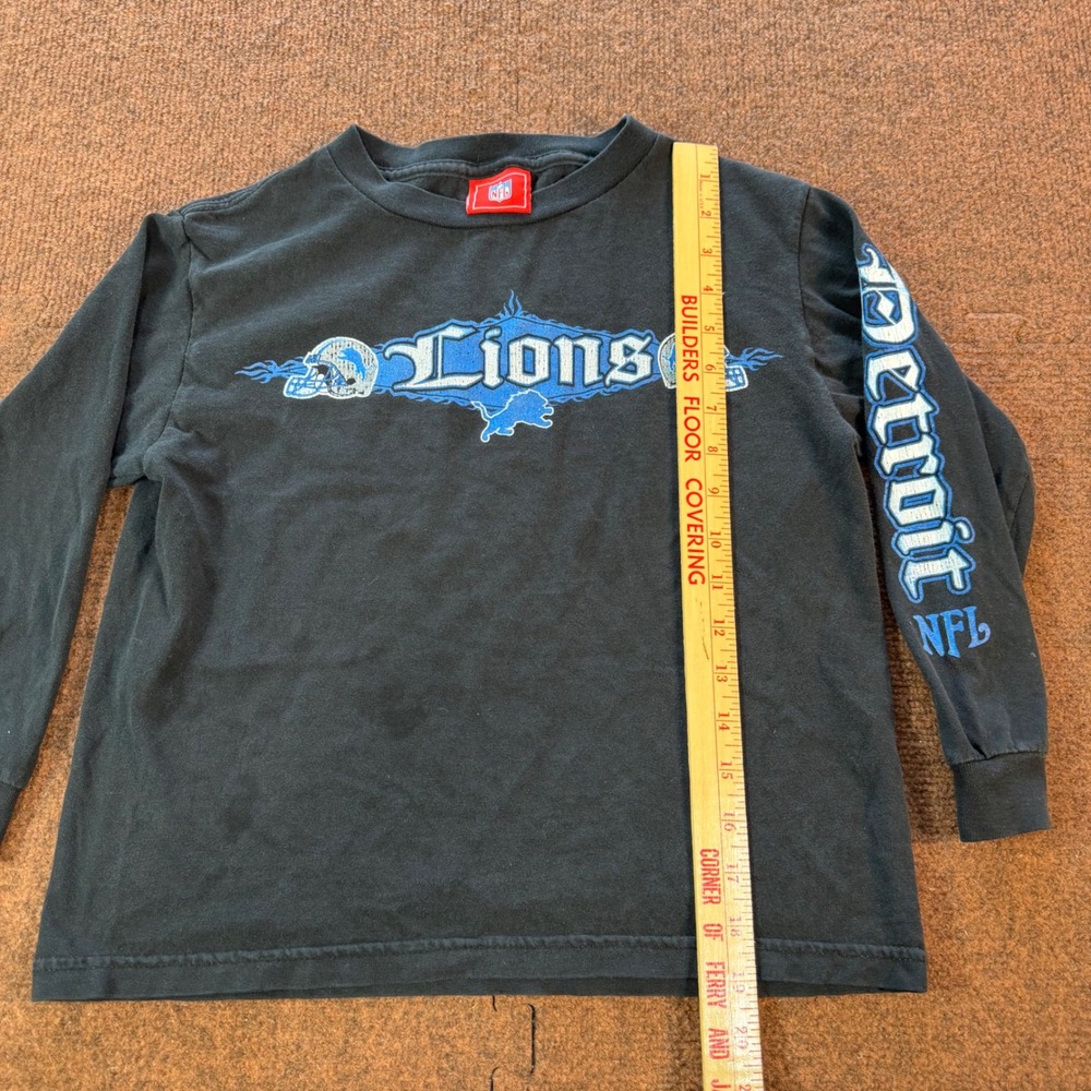 NFL Detroit Lions Kids Long Sleeve T-Shirt Black Graphic Tee Youth Vtg cute fit - Picture 2 of 8